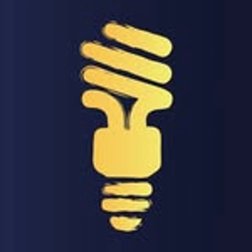 Logo Elettrica Gargaro, lampadina stilizzata oro su fondo blu